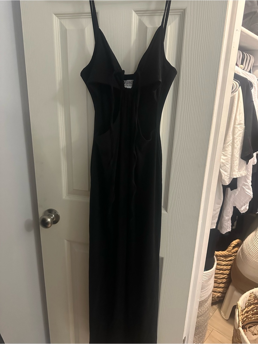 l*space Black Slip Maxi Dress with Spaghetti Straps